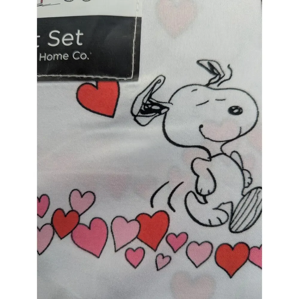 Peanuts Full Sheet Set Berkshire Blanket Home Co Snoopy Love Heart NEW Valentine